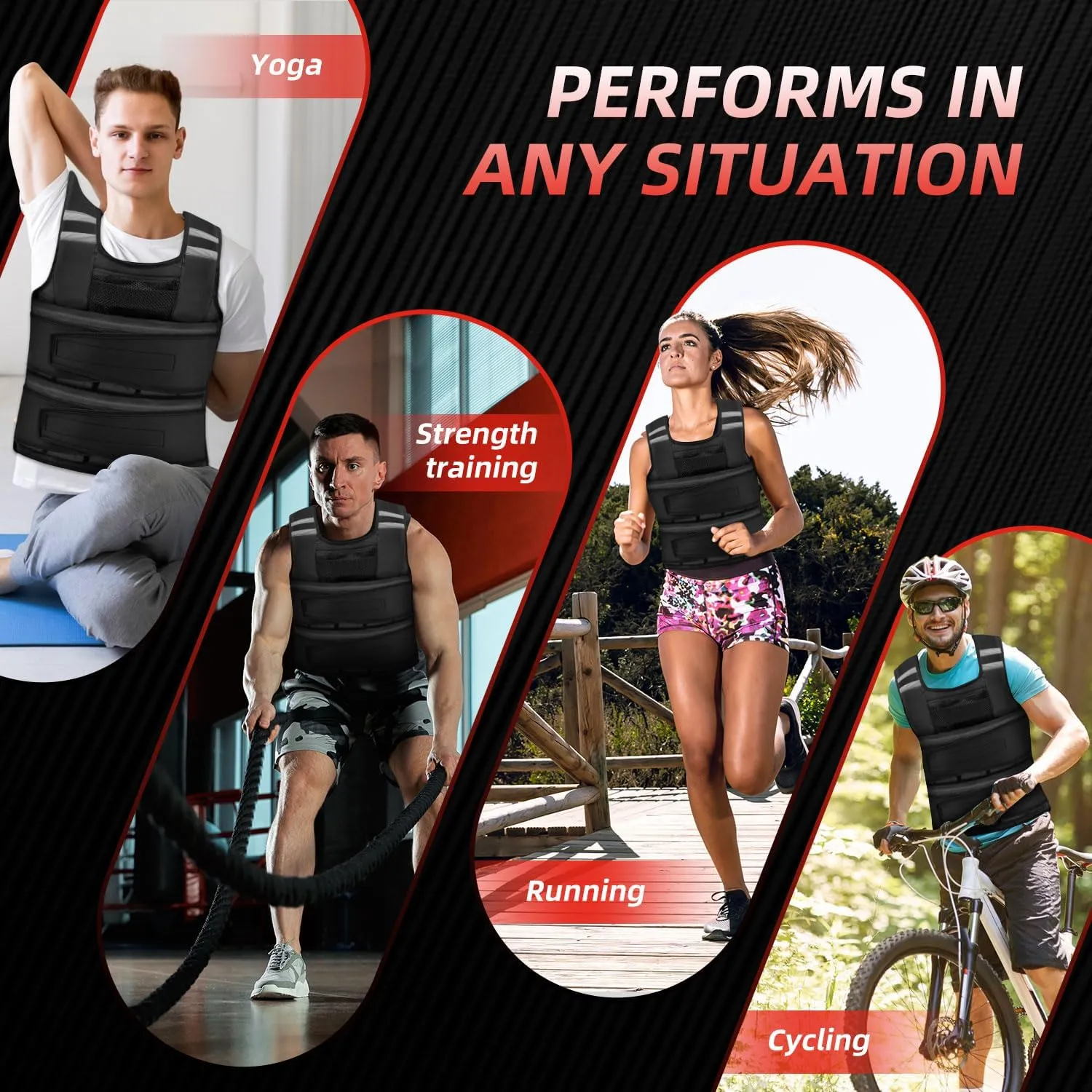Adjustable Weighted Vest for Women and Men, 1-11 lbs/2-22 lbs/2-32 lbs Weighted Vest for Running, Walking, Strength Training with Reflective Strip & Storage Bag