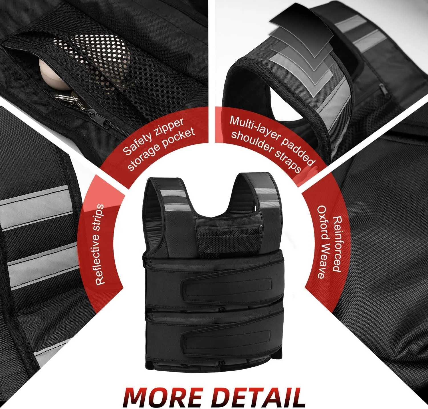 Adjustable Weighted Vest for Women and Men, 1-11 lbs/2-22 lbs/2-32 lbs Weighted Vest for Running, Walking, Strength Training with Reflective Strip & Storage Bag