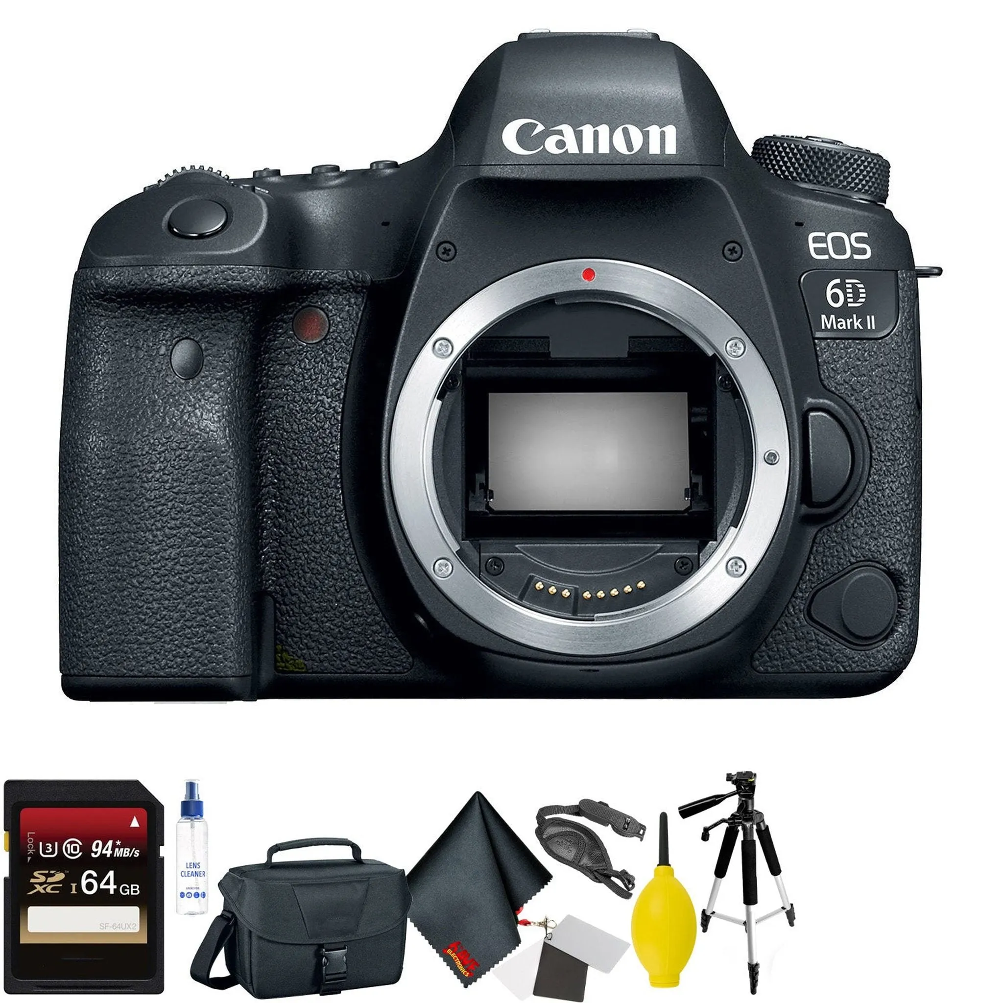 Canon EOS 6D Mark II DSLR Camera (Body Only)   64GB Memory Card   Mega Accessory Kit   1 Year Warranty Advanced Bundle