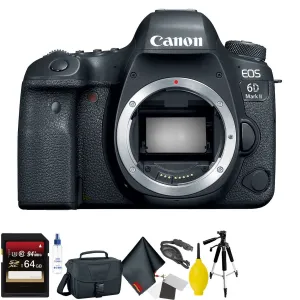 Canon EOS 6D Mark II DSLR Camera (Body Only)   64GB Memory Card   Mega Accessory Kit   1 Year Warranty Advanced Bundle