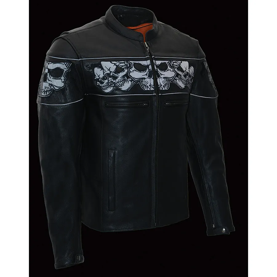 Men’s Crossover Scooter Jacket w/ Reflective Skulls and Cool Tec technology