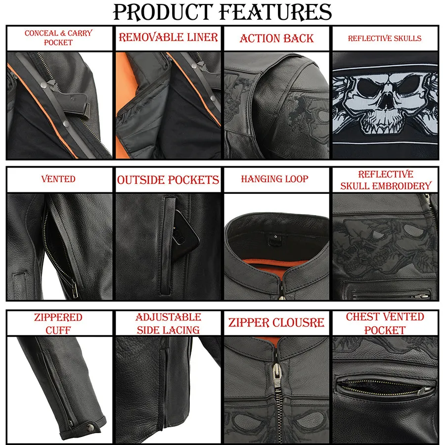 Men’s Crossover Scooter Jacket w/ Reflective Skulls and Cool Tec technology