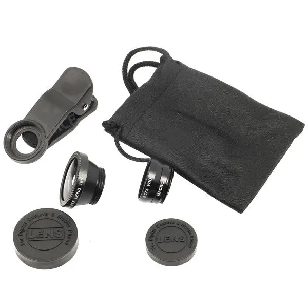 niversal 3 In 1 Clip-on Fish Eye Macro Wide Angle Mobile Phone Lens Camera kit for iPhone 4 5 6 Samsung S4 S5 note2 3 MOTOROLA