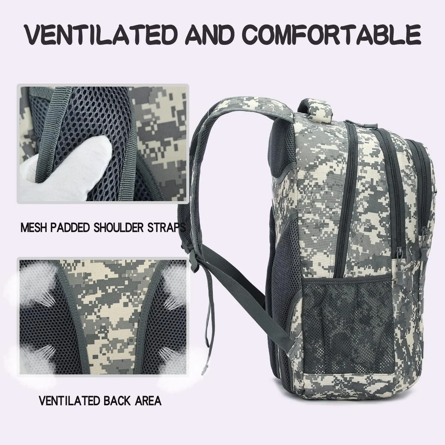 outdoor plus Camo Backpack for Boys,Military Teen Backpack with USB Port, Army Bookbag for School