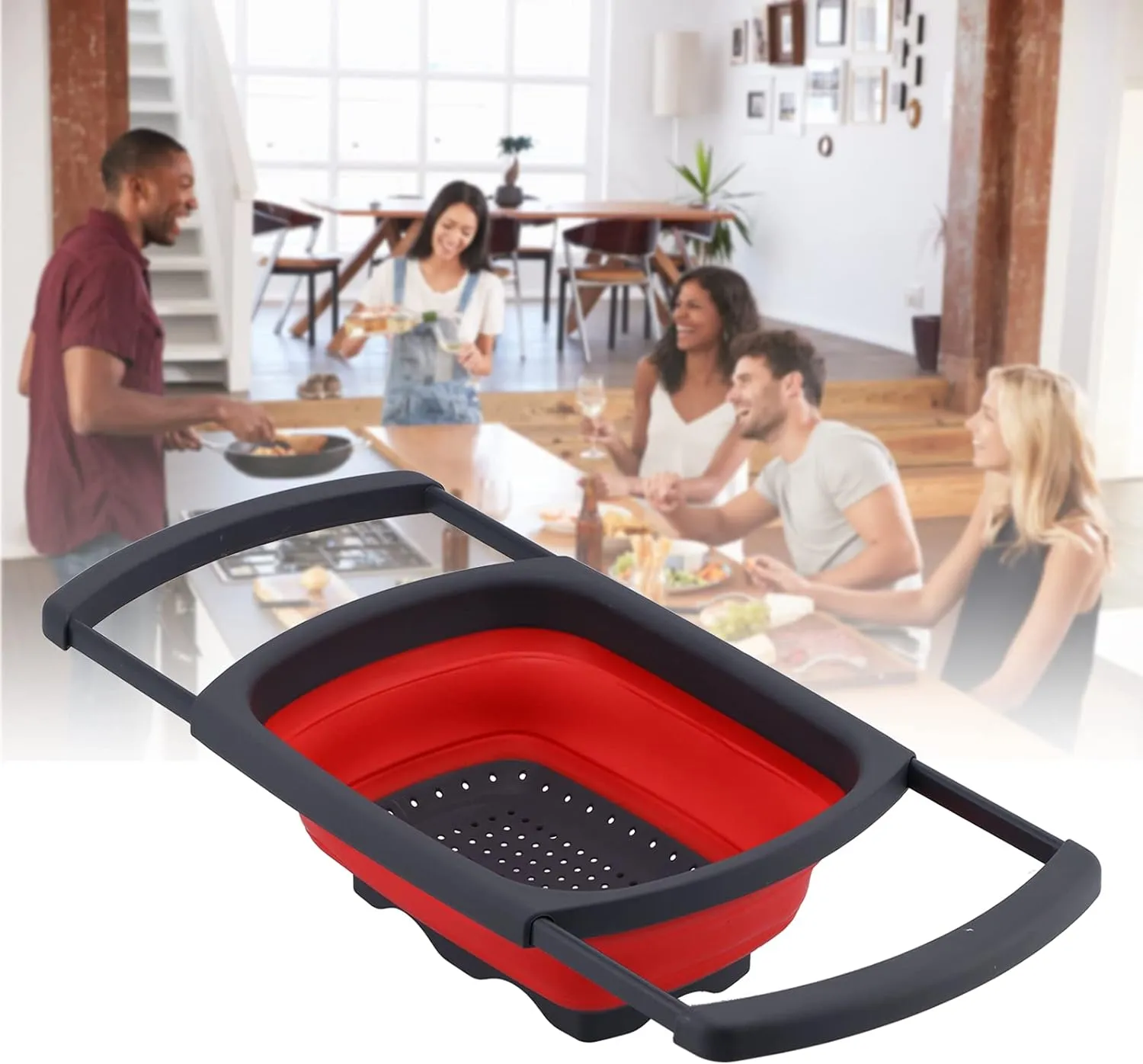 Over The Sink Collapsible Colander Strainer With Handle Kitchen F28-8-650