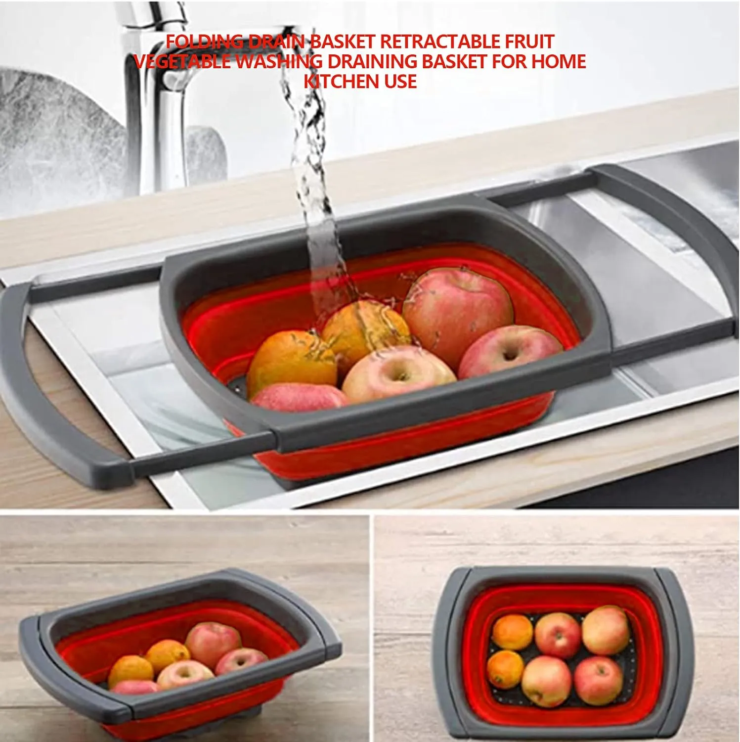 Over The Sink Collapsible Colander Strainer With Handle Kitchen F28-8-650