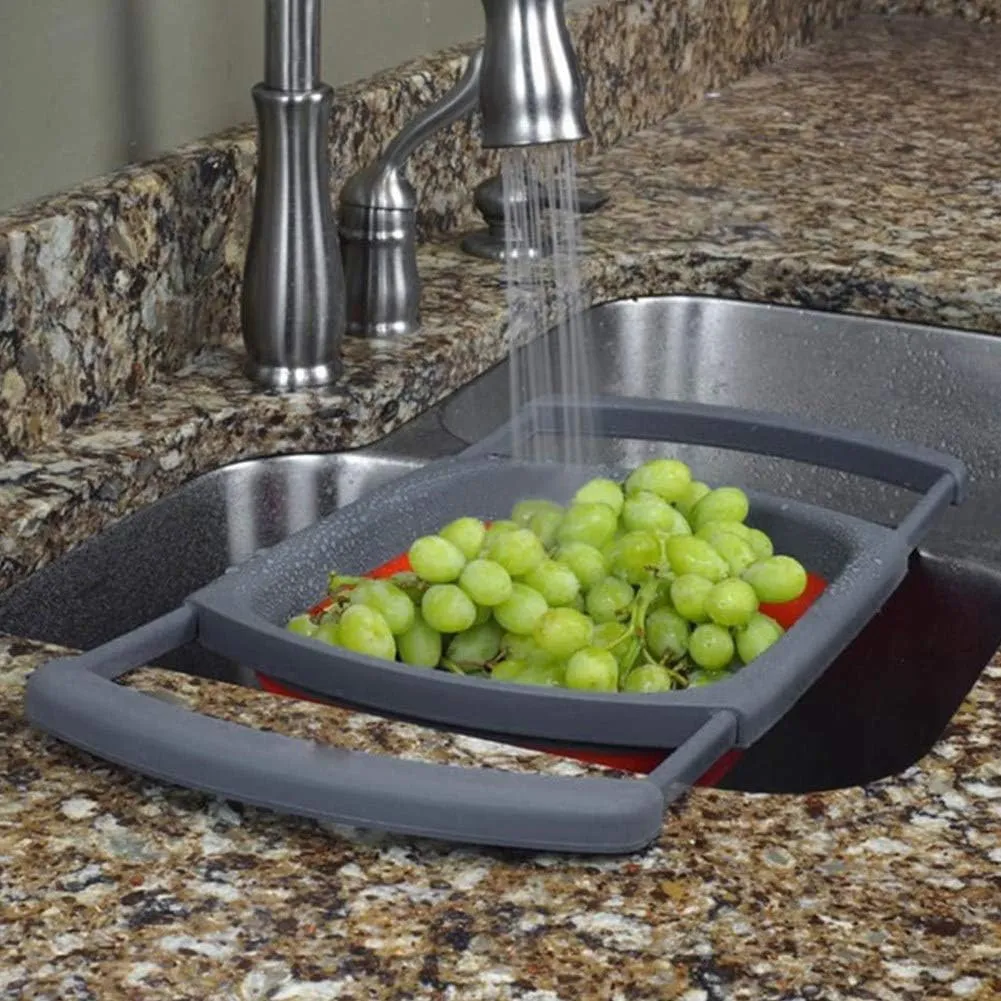 Over The Sink Collapsible Colander Strainer With Handle Kitchen F28-8-650