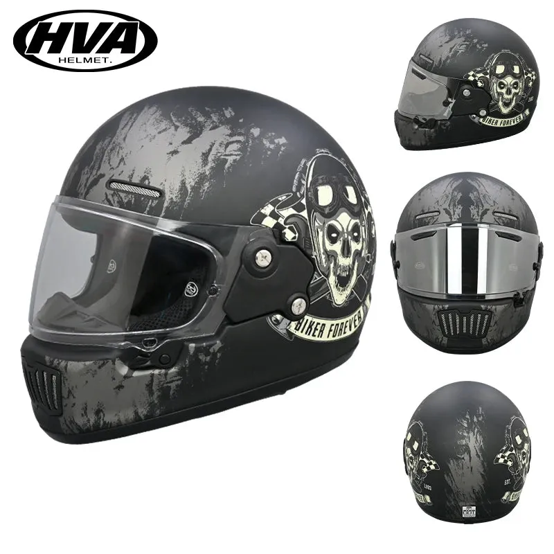 Retro Full Face Motorcycle Helmet DOT Approved
