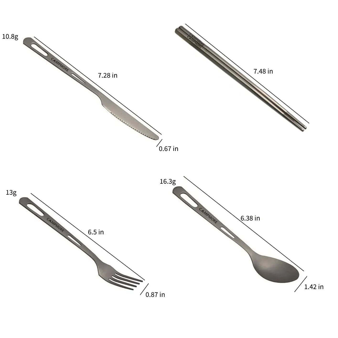 Titanium Tableware - Ultralight Cutlery Set for Camping