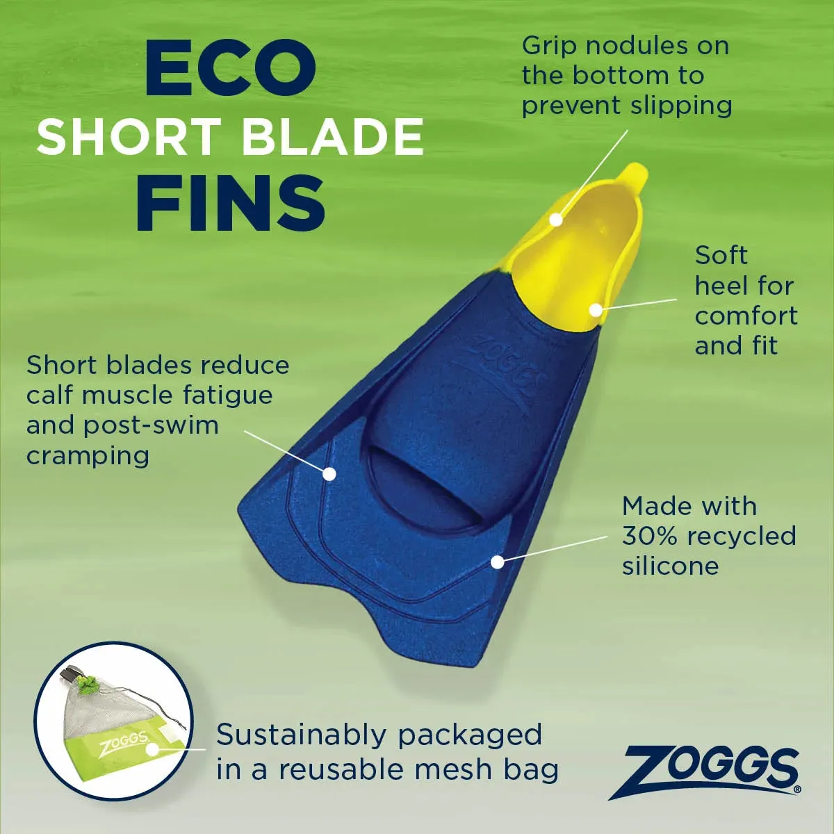 Zoggs Short Blade Eco Fins US 12-13 Blue/Aqua